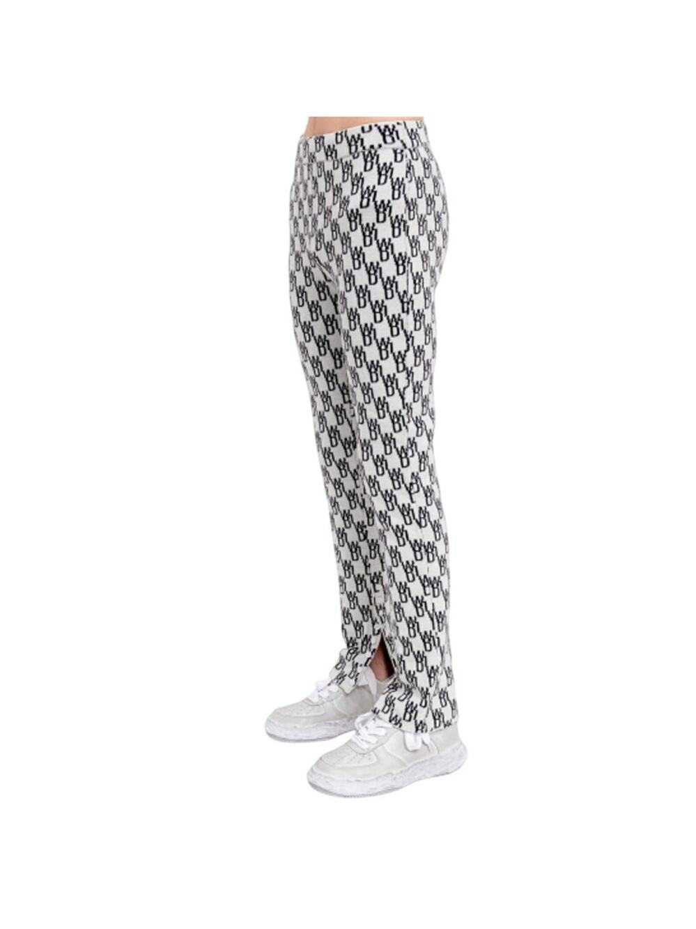 WE11DONE Monogram Knit Pants Wool Cashmere Blend Button Hem Size M